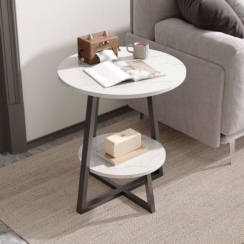 Marble effect side end table - marble,
